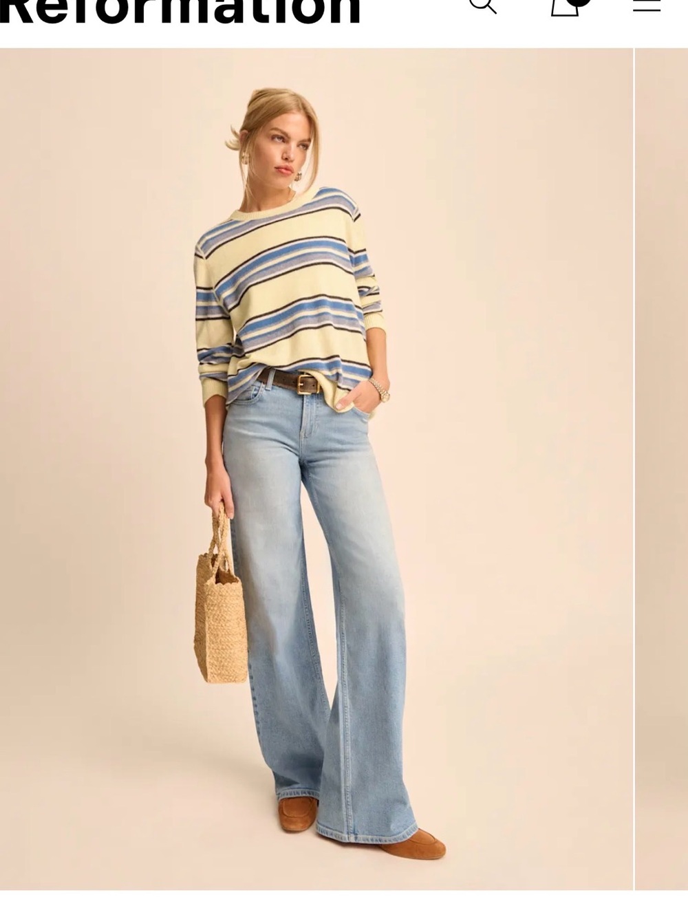 Reformation Light Blue High-Rise Wide Leg Jeans